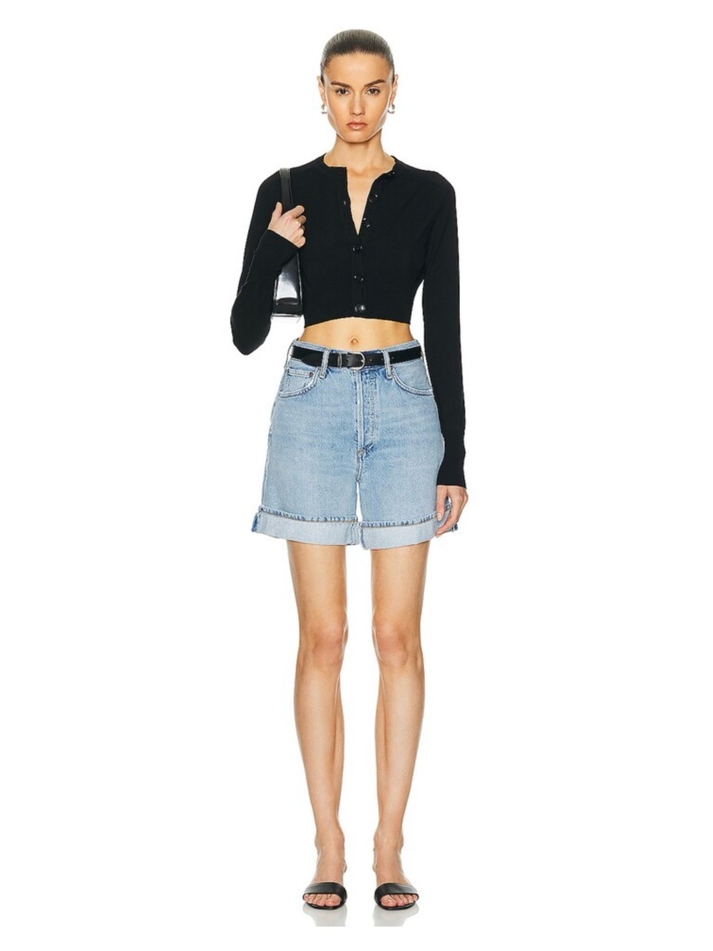 AGOLDE Dame Cuffed Denim Shorts Tension Wash Size 23 NWOT